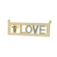 Cubic Zirconia Micro Pave Brass Connector Alphabet Letter gold color plated DIY & micro pave cubic zirconia multi-colored Approx 1.5mm Sold By Lot