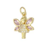 Cubic Zirconia Micro Pave Brass Pendant gold color plated DIY & micro pave cubic zirconia golden Approx 3mm Sold By Lot