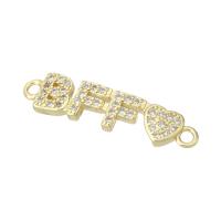 Cubic Zirconia Micro Pave Brass Connector, gold color plated, DIY & micro pave cubic zirconia, golden, 26.50x6x2.50mm, Hole:Approx 2mm, 10PCs/Lot, Sold By Lot