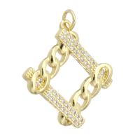 Cubic Zirconia Micro Pave Brass Pendant, gold color plated, DIY & micro pave cubic zirconia, golden, 23x25x3mm, Hole:Approx 3mm, 10PCs/Lot, Sold By Lot