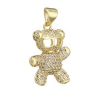 Cubic Zirconia Micro Pave Brass Pendant, Bear, gold color plated, DIY & micro pave cubic zirconia, golden, 14.50x20x5mm, Hole:Approx 3mm, 10PCs/Lot, Sold By Lot