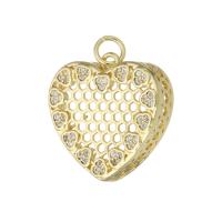 Cubic Zirconia Micro Pave Brass Pendant, Heart, gold color plated, DIY & micro pave cubic zirconia, golden, 20x19.50x5mm, Hole:Approx 3mm, 10PCs/Lot, Sold By Lot