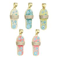 Cubic Zirconia Micro Pave Brass Pendant, gold color plated, DIY & evil eye pattern & micro pave cubic zirconia & enamel, more colors for choice, 11x25x5mm, Hole:Approx 3mm, 10PCs/Lot, Sold By Lot