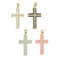 Cubic Zirconia Micro Pave Brass Pendant, Cross, gold color plated, DIY & micro pave cubic zirconia & enamel, more colors for choice, 20x32x2mm, Hole:Approx 3mm, 10PCs/Lot, Sold By Lot