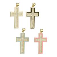 Cubic Zirconia Micro Pave Brass Pendant, Cross, gold color plated, DIY & micro pave cubic zirconia & enamel, more colors for choice, 20x32.50x2mm, Hole:Approx 3mm, 10PCs/Lot, Sold By Lot
