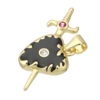 Cubic Zirconia Micro Pave Brass Pendant gold color plated DIY & micro pave cubic zirconia & enamel black Approx 3mm Sold By Lot