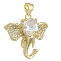 Cubic Zirconia Micro Pave Brass Pendant, Elephant, gold color plated, DIY & micro pave cubic zirconia, golden, 23x211.50x7mm, Hole:Approx 3mm, 10PCs/Lot, Sold By Lot