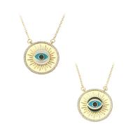 Brass Necklace, gold color plated, fashion jewelry & evil eye pattern & micro pave cubic zirconia & for woman & enamel, more colors for choice, 25x25x3mm, Length:18 Inch, 10PCs/Lot, Sold By Lot