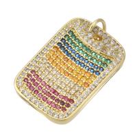 Cubic Zirconia Micro Pave Brass Pendant, gold color plated, DIY & micro pave cubic zirconia, multi-colored, 15x22x3mm, Hole:Approx 2mm, 10PCs/Lot, Sold By Lot