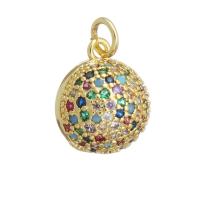 Cubic Zirconia Micro Pave Brass Pendant, gold color plated, DIY & micro pave cubic zirconia, multi-colored, 12x14x6mm, Hole:Approx 2mm, 10PCs/Lot, Sold By Lot