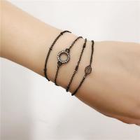 Tibetan Style Bracelet Set, bracelet, with 2.76 extender chain, gun black plated, 4 pieces & fashion jewelry & with rhinestone, black, Length:18 cm, Sold By Set