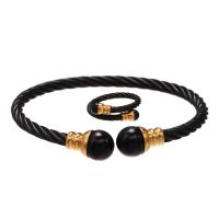 Titantium acciaio set di gioielli fashion, braccialetto & anello dito, with acrilico, 2 pezzi & gioielli di moda, 18.5-19.5cm, Venduto da set