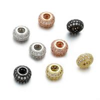 Grânulos de espaçador latão, cobre, banhado, joias de moda & micro pavimento em zircônia cúbica, Mais cores pare escolha, 8x4mm, vendido por PC
