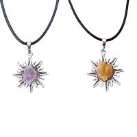 Quartz Necklace with leather cord & Zinc Alloy Sun platinum color plated & Unisex 25mm Length Approx 17.72 Inch Sold By PC