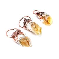 Citrine Pendant, with Tibetan Style, irregular, rose gold color plated, Unisex, yellow, 25-35mm, Sold By PC