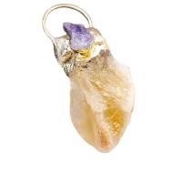 Citrine Pendant, with Amethyst & Tibetan Style, irregular, gold color plated, Unisex, yellow, 35-55mm, Sold By PC