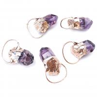 Amethyst Pendant, with Tibetan Style, irregular, rose gold color plated, Unisex, purple, 25-35mm, Sold By PC