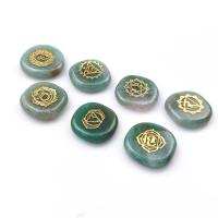 Grüner Aventurin Dekoration, mit Zinklegierung, goldfarben plattiert, Epoxy Aufkleber, grün, 23-27mm, verkauft von PC