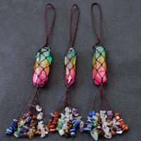 Hängende Ornamente, Edelstein, mit Knotenschnur, Unregelmäßige, gemischte Farben, 200-250mm, verkauft von PC