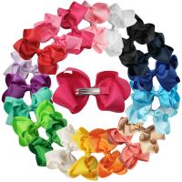 Polyester Alligator Hair Clip, with Plastic & Iron, Bowknot, silver color plated, Double Layer & for children, more colors for choice, 101.60mm, Sold By PC