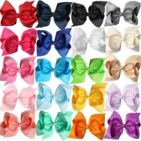 Polyester Alligator Hair Clip, with Iron, Bowknot, silver color plated, for children, more colors for choice, 127mm, Sold By PC