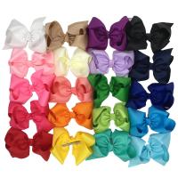 Polyester Alligator Hair Clip, with Iron, Bowknot, silver color plated, for children, more colors for choice, 203.20mm, Sold By PC