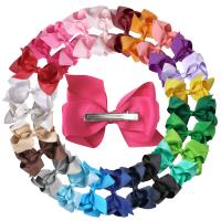 Polyester Alligator Hair Clip, with Iron, Bowknot, silver color plated, for children, more colors for choice, 114.30mm, Sold By PC