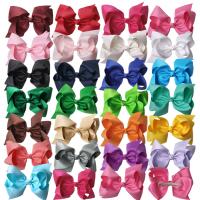 Polyester Alligator Hair Clip, with Iron, Bowknot, silver color plated, for children, more colors for choice, 152.40mm, Sold By PC