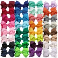 Polyester Alligator Hair Clip, with Iron, Bowknot, silver color plated, for children, more colors for choice, 76.20mm, Sold By PC
