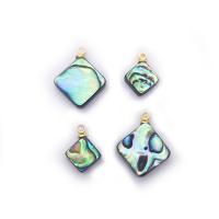 Natural Abalone Shell Pendants, with Brass, Rhombus, gold color plated, DIY & different size for choice, 8-18mm, Sold By PC