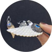Shell Pendants with Rhinestone Clay Pave & Brass silver color plated Sold By PC