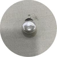 Shell Pendants, with Rhinestone Clay Pave & Brass, Round, silver color plated, DIY, white, 32mm, Sold By PC