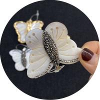 Shell Pendants with Rhinestone Clay Pave & Brass Butterfly plated Sold By PC