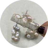 Resin Pendant with Plastic Pearl & Brass silver color plated DIY 25-38x50-57mm Sold By PC