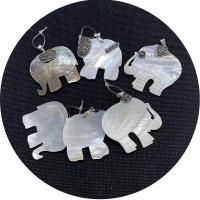 Shell Pendants, with Rhinestone Clay Pave & Brass, Elephant, silver color plated, different styles for choice, 52x53mm, Sold By PC