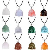 Biżuteria wisiorki kamienie, Kamień szlachetny, ze Mosiądz, Budda, Platerowane w kolorze srebra, biżuteria moda & do wyboru różne materiały, dostępnych więcej kolorów, 20x21mm, sprzedane przez PC