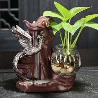 Backflow Incense Burner Purple Clay handmade without plant & for home and office & durable & with LED light Sold By PC