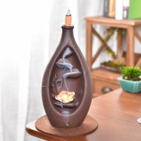 Backflow Incense Burner, Purple Clay, handmade, for home and office & durable, 112x78x225mm, Sold By PC