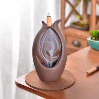 Backflow Incense Burner, Purple Clay, handmade, for home and office & durable, 90x65x160mm, Sold By PC