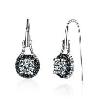 Brass Drop Earring, Round, platinum plated, micro pave cubic zirconia & for woman, nickel, lead & cadmium free, 10x20mm, Sold By Pair