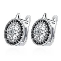 Cubic Zirconia Micro Pave Brass Earring, Round, platinum plated, micro pave cubic zirconia & for woman, nickel, lead & cadmium free, 15mm, Sold By Pair