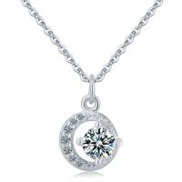 Cubic Zircon Micro Pave Brass Necklace, with 1.96inch extender chain, Moon, plated, oval chain & micro pave cubic zirconia & for woman, more colors for choice, nickel, lead & cadmium free, 10mm, Length:Approx 15.7 Inch, Sold By PC