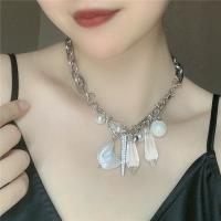 Plastične biserna ogrlica, Cink Alloy, s Plastična Pearl, srebrne boje pozlaćen, modni nakit & za žene, Dužina Približno 14.1 inčni, Prodano By PC