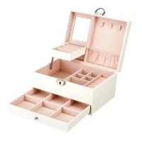 Multifunctional Jewelry Box PU Leather with Velveteen dustproof & with mirror & for woman Sold By PC