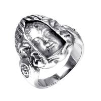 Палец кольцо из нержавеющей стали, Нержавеющая сталь 304, Будда, разный размер для выбора & Мужский, оригинальный цвет, 23.70mm, размер:7-13, продается PC