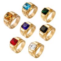 Rhinestone Stainless Steel Finger Ring, 304 Stainless Steel, Vacuum Plating, different size for choice & for man & with rhinestone, more colors for choice, US Ring Size:7-13, Sold By PC