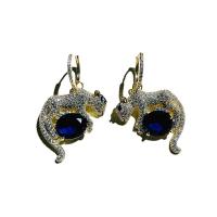 Cubic Zirconia Micro Pave Brass Earring Leopard 14K gold plated micro pave cubic zirconia & for woman nickel lead & cadmium free Sold By Pair