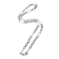Stainless Steel Chain halskæde, platin farve forgyldt, Unisex, Længde Ca. 22 inch, Solgt af PC