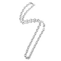 Stainless Steel Chain halskæde, platin farve forgyldt, Unisex, Længde Ca. 21.5 inch, Solgt af PC