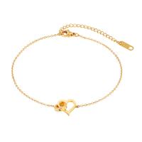 Stainless Steel Anklet with 1.97inch extender chain gold color plated for woman & with rhinestone Length Approx 8.46 Inch Sold By PC